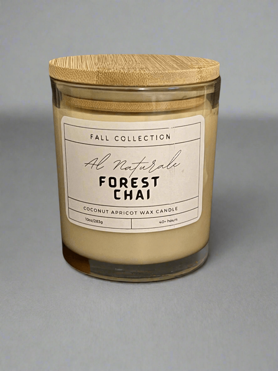 Premium coconut wax candle, coconut wax, natural eco-friendly, scented, aromatic, forest chai, chai, handmade